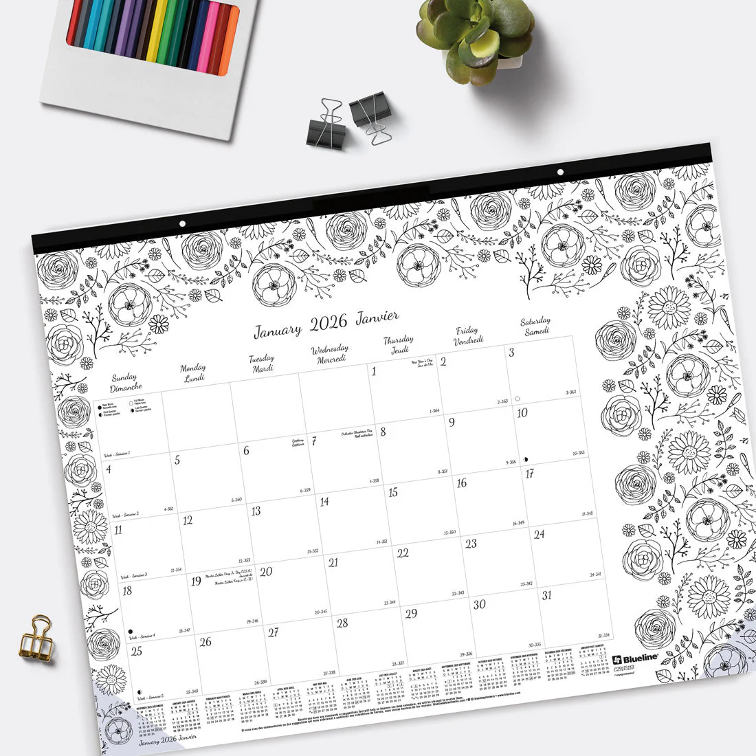 DoodlePlan™ Colouring Desk Pad 2026, Bilingual (C2917311B-26) - Image 9