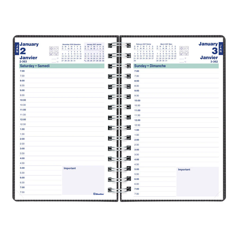 DuraFlex Daily Appointment Book, 2027, Bilingual, Black (C1504V.81BT-27) - Image 3