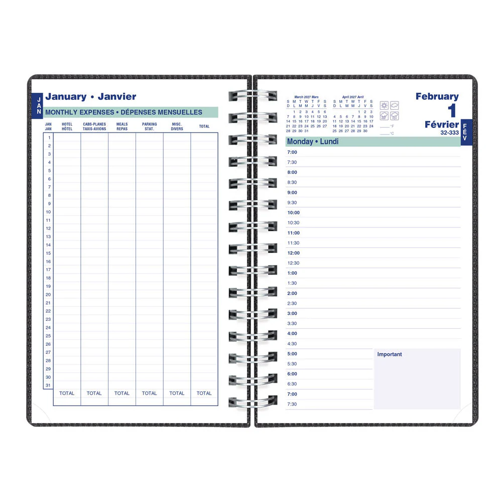 DuraFlex Daily Appointment Book, 2027, Bilingual, Black (C1504V.81BT-27) - Image 5