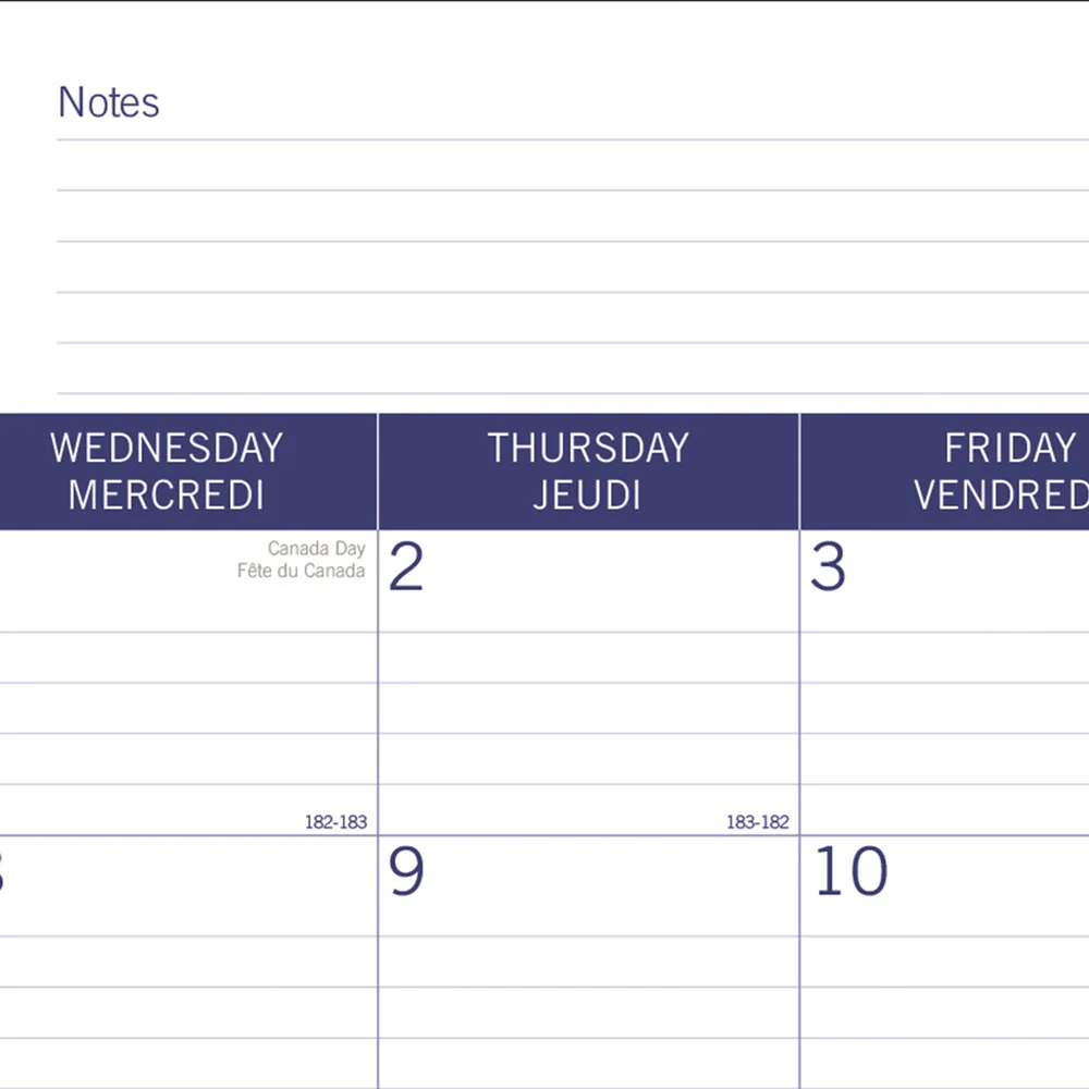 DuraGlobe™ Academic Monthly Desk Pad Calendar, Bamboo, 2026 - 2027, Bilingual (CA177227B-27) - Image 3