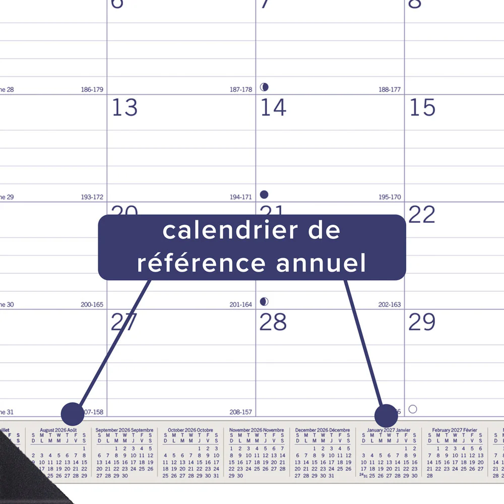 DuraGlobe™ Academic Monthly Desk Pad Calendar, Bamboo, 2026 - 2027, Bilingual (CA177227B-27) - Image 5