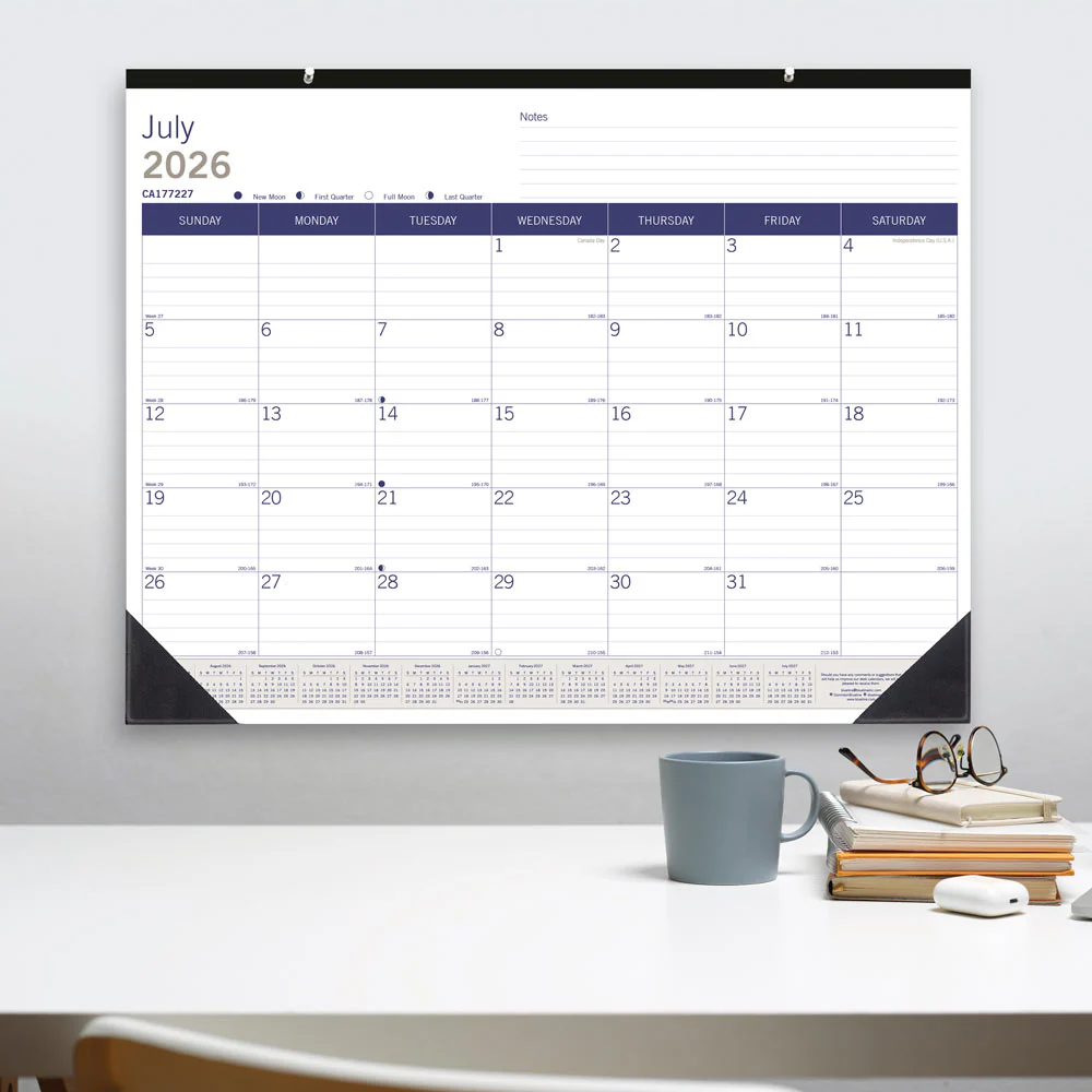 DuraGlobe™ Academic Monthly Desk Pad Calendar, Bamboo, 2026 - 2027, English (CA177227-27) - Image 6