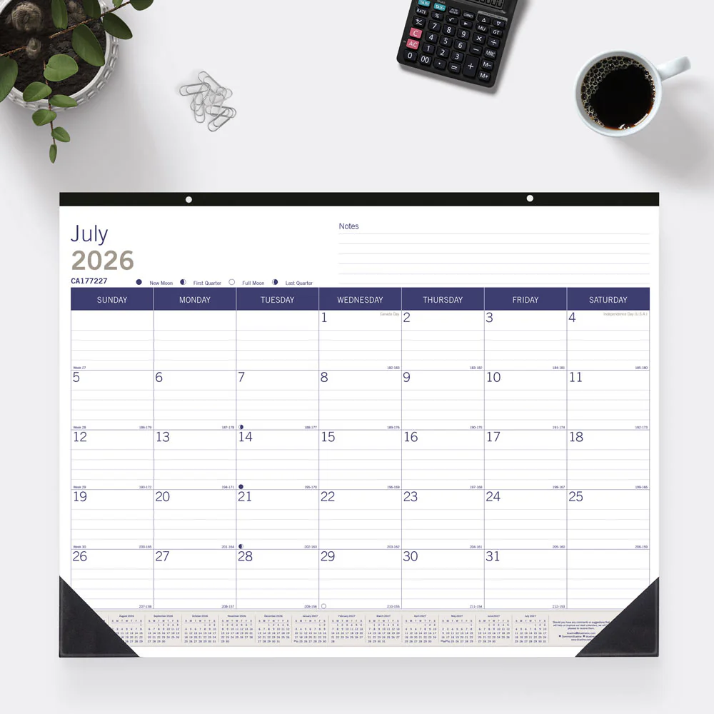 DuraGlobe™ Academic Monthly Desk Pad Calendar, Bamboo, 2026 - 2027, English (CA177227-27) - Image 7