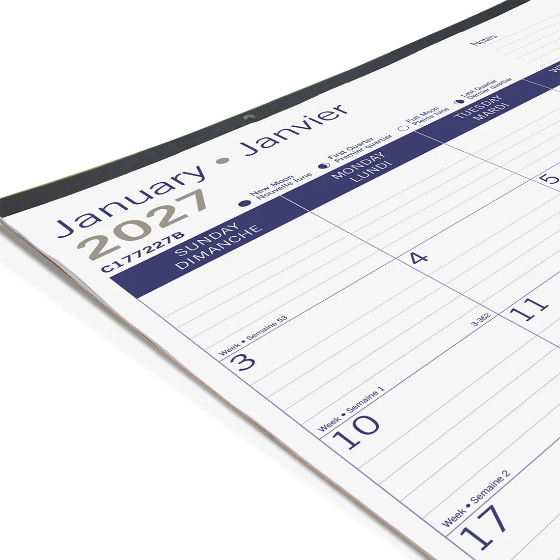 Monthly Desk Pad Calendar, DuraGlobe™, Bilingual, 2027 (C177227B-27) - Image 3