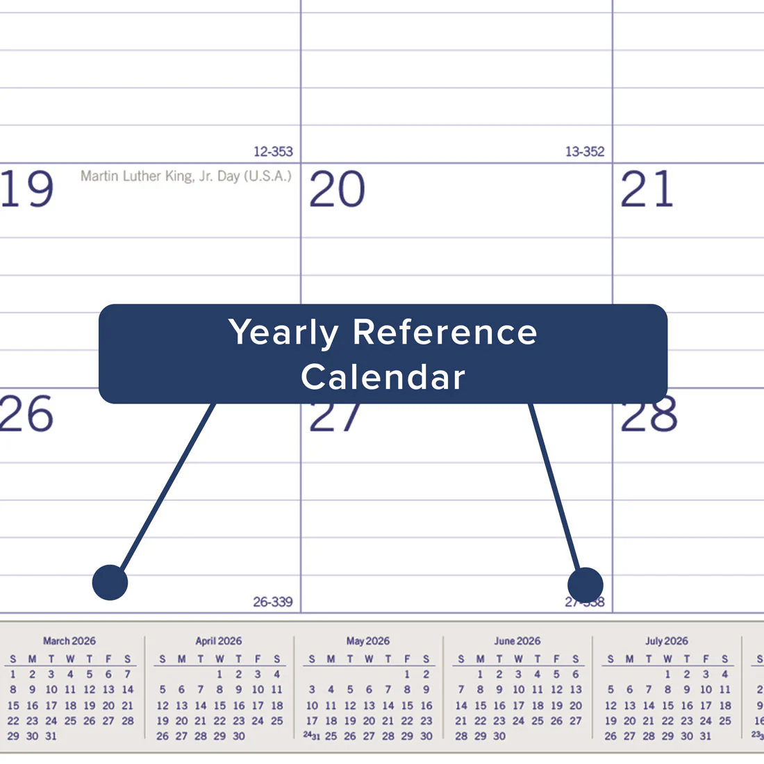 DuraGlobe™ Monthly Desk Pad Calendar, Bamboo, 2026 - English (C177227-26) - Image 5