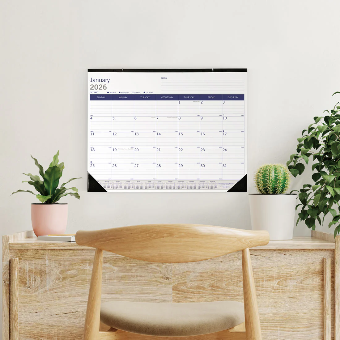 DuraGlobe™ Monthly Desk Pad Calendar, Bamboo, 2026 - English (C177227-26) - Image 6