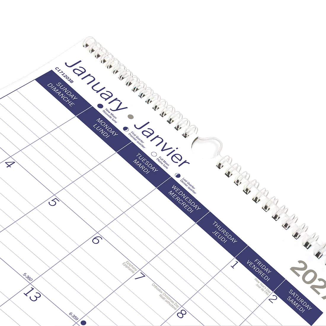 Monthly Wall Calendar, DuraGlobe™, Bilingual, 2027 (C171203B-27) - Image 3