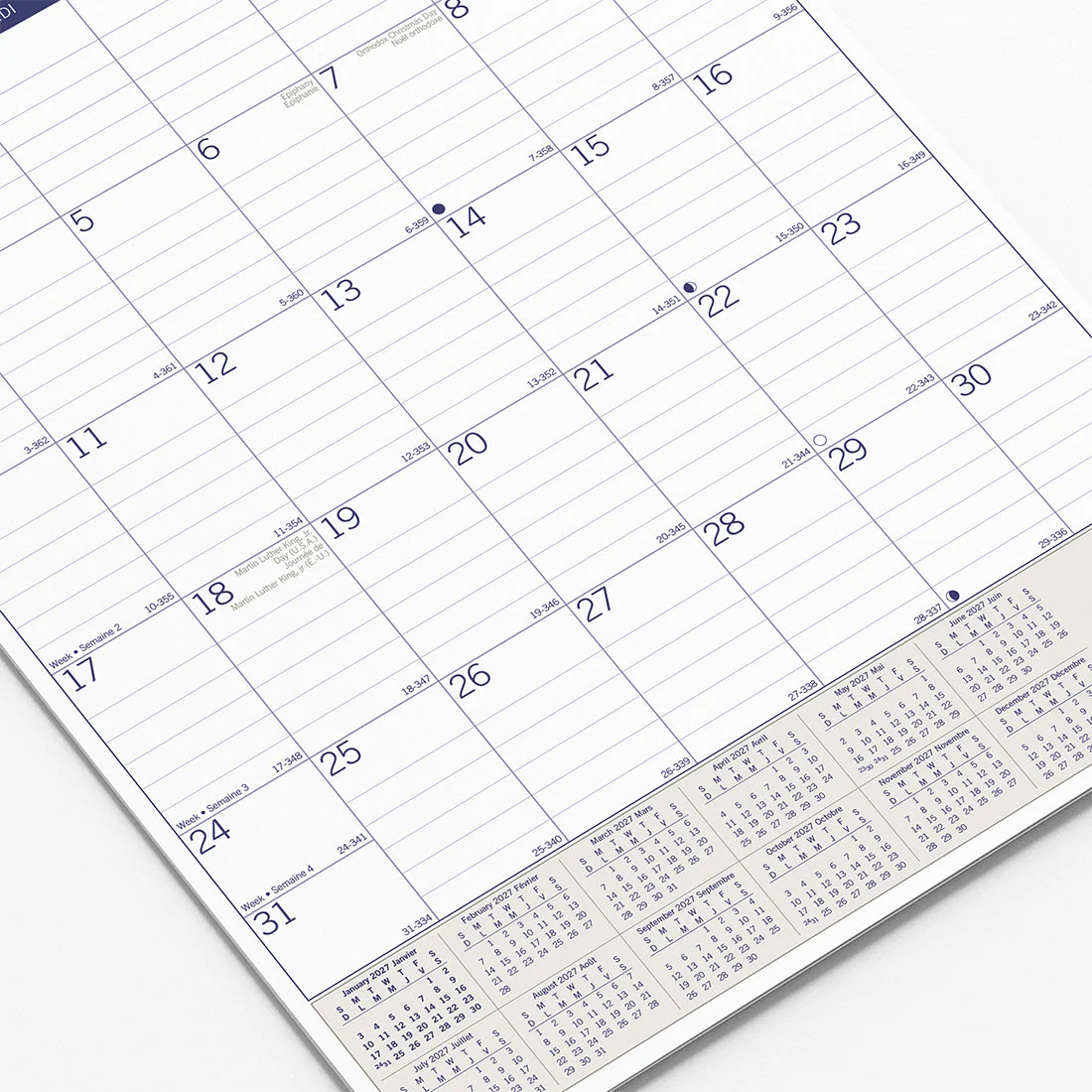 Monthly Wall Calendar, DuraGlobe™, Bilingual, 2027 (C171203B-27) - Image 4