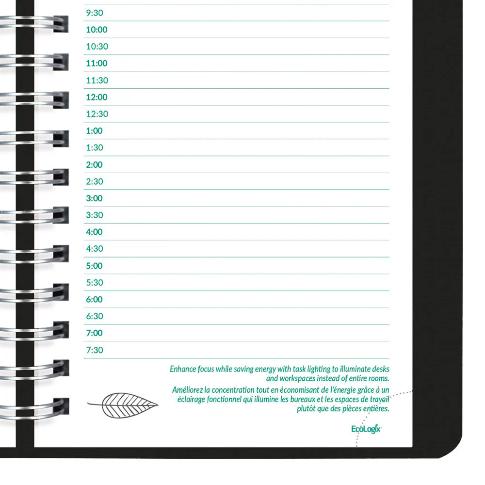 EcoLogix® Daily Appointment Book, 2027, Bilingual, Black (C410W.81B-27) - Image 4