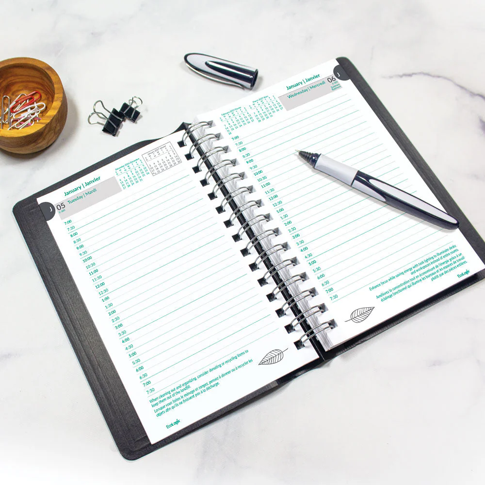 EcoLogix® Daily Appointment Book, 2027, Bilingual, Black (C410W.81B-27) - Image 8