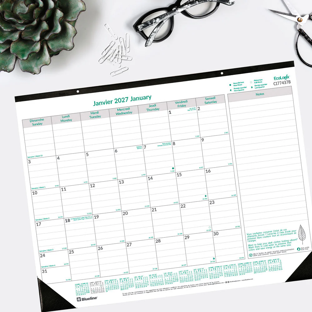Monthly Desk Pad Calendar, EcoLogix®, Bilingual, 2027 (C177437B-27) - Image 7