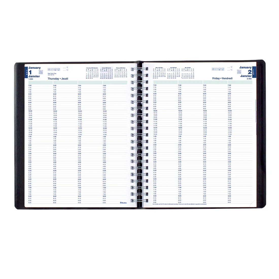 Essential Daily Four-Person Appointment Book 2026, Bilingual, Black (C960.81BT-26) - Image 3