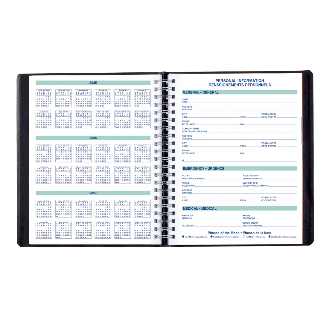 Essential Daily Four-Person Appointment Book 2026, Bilingual, Black (C960.81BT-26) - Image 4