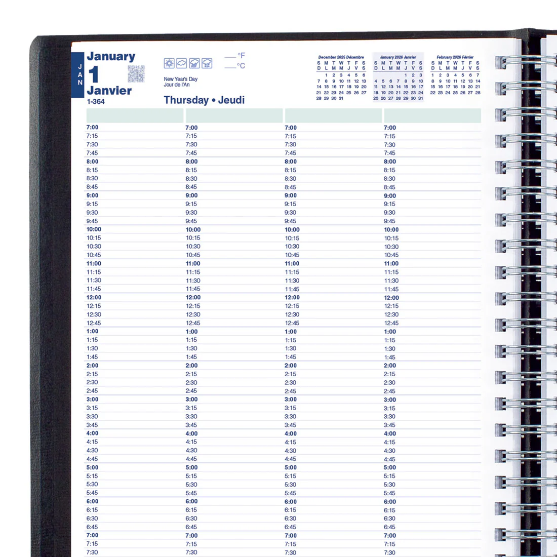 Essential Daily Four-Person Appointment Book 2026, Bilingual, Black (C960.81BT-26) - Image 7