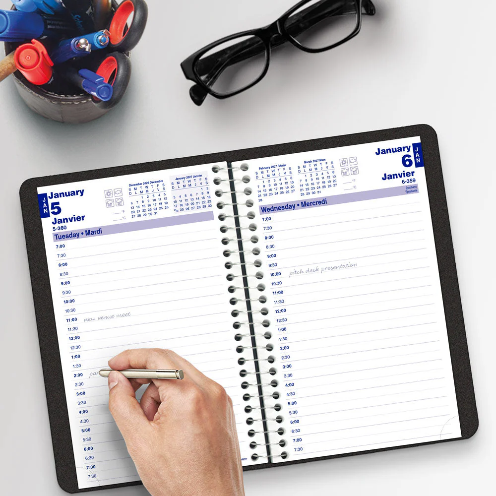 Essential Daily Appointment Book, 2027, Bilingual, Black (C2504.81BT-27) - Image 6