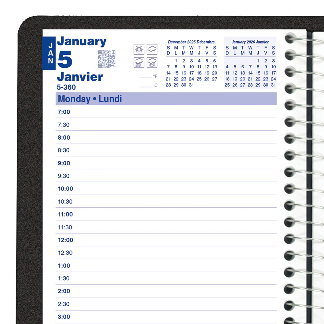 Essential Daily Planner 2026, Bilingual, Black (C2504.81BT-26) - Image 5