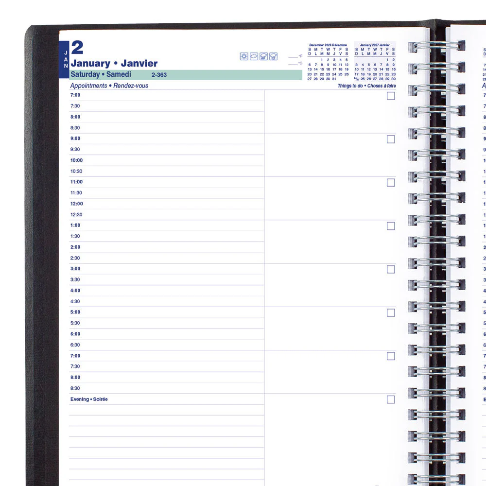 Essential Daily Appointment Book, 2027, Bilingual, Black (C965.81BT-27) - Image 6