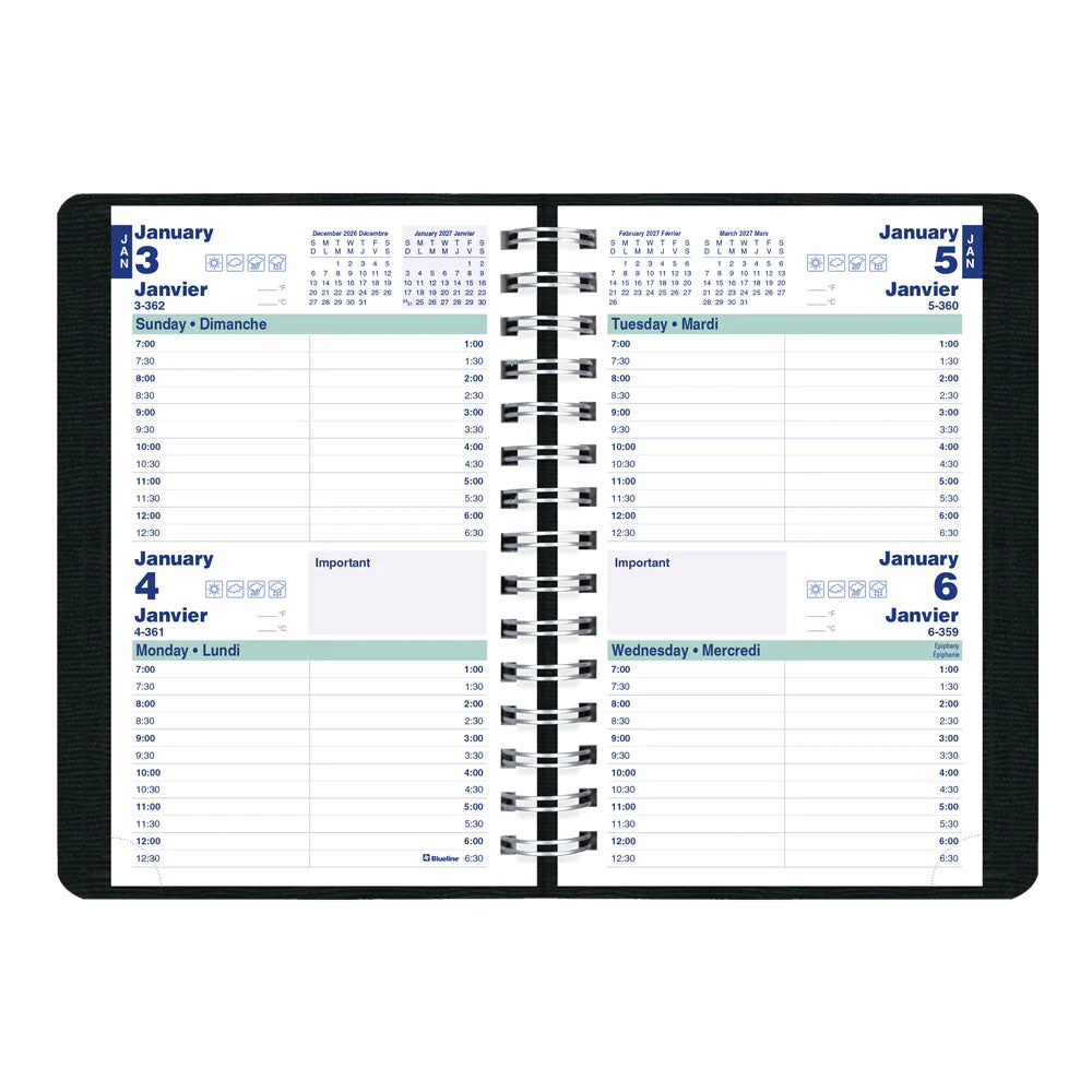 Essential Two-Day Appointment Book, 2027, Bilingual, Black (C5104.81BT-27) - Image 3