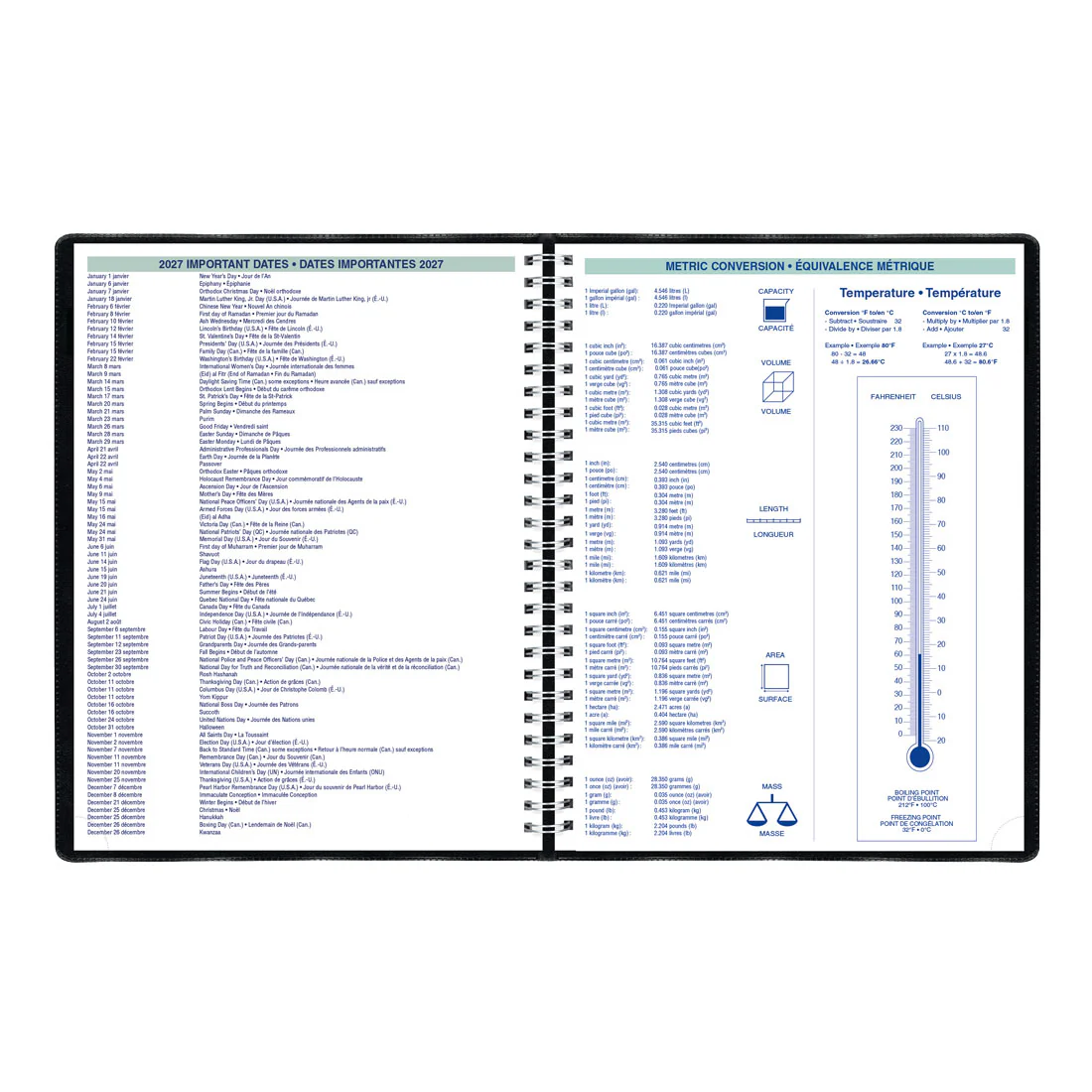 Essential Weekly Planner 2026, Bilingual, Black (C5950.81BT-26) - Image 5