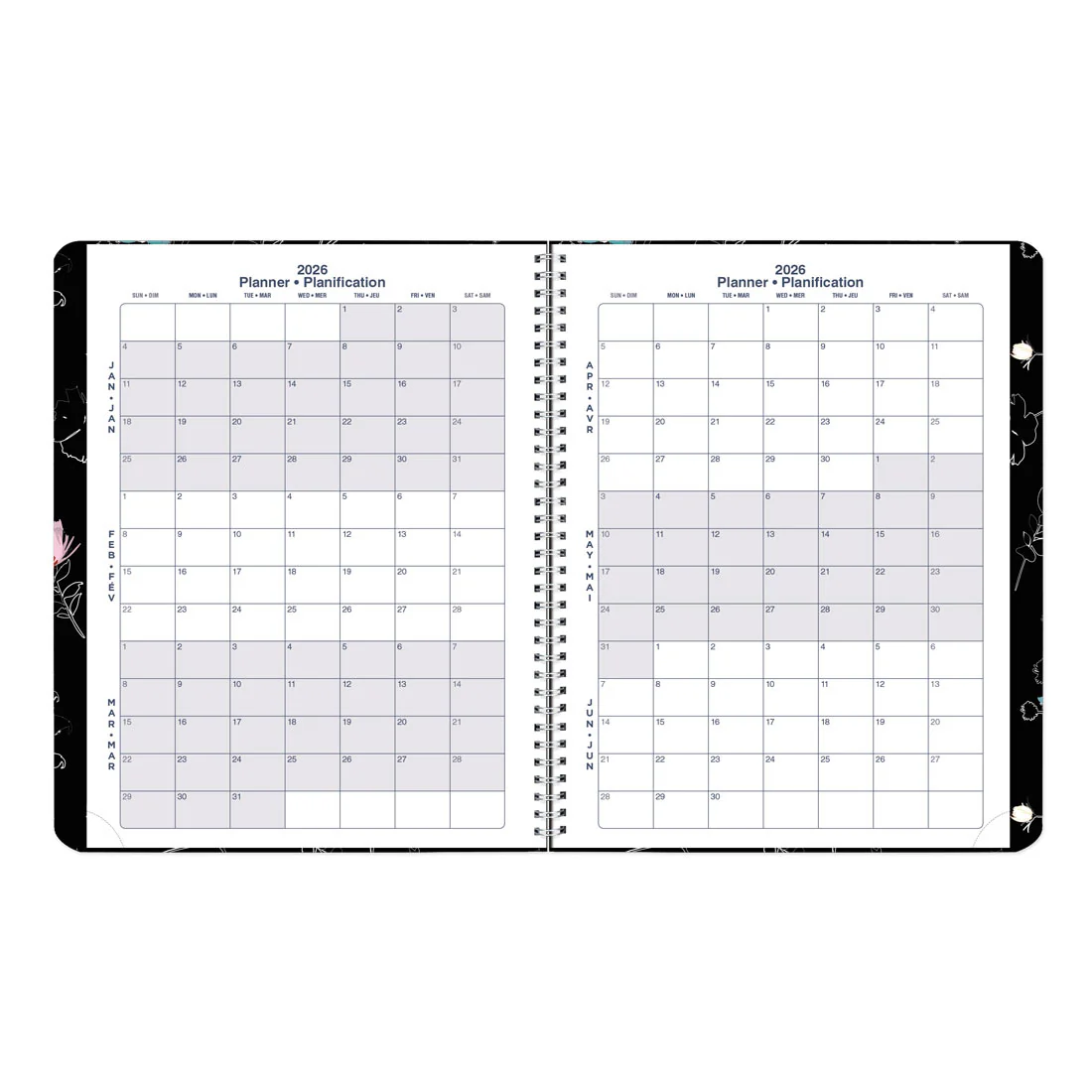 Dramatic Floral Monthly Planner 2026, Bilingual (C701BG.01-26)<br>*2026 Edition now sold out - Image 4