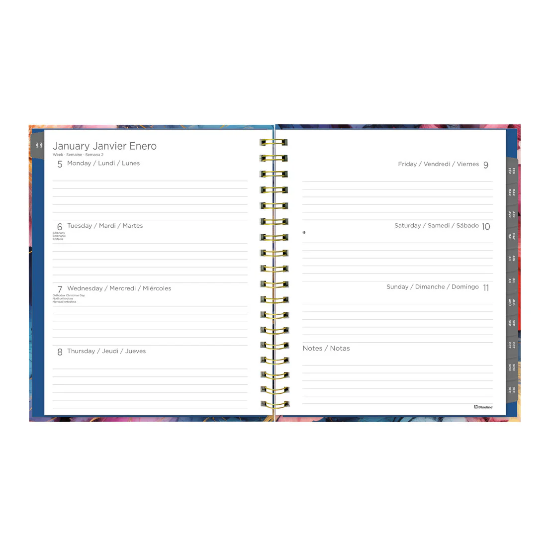 Midnight Floral Weekly/Monthly Planner 2026, Trilingual (C38090B.01-26) - Image 3