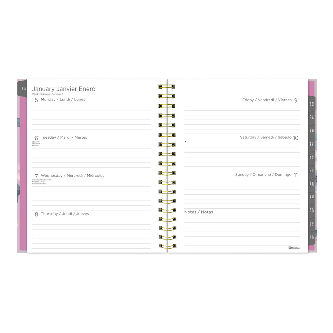 Lavender Floral Weekly/Monthly Planner 2026, Trilingual (C37090B.01-26) - Image 3