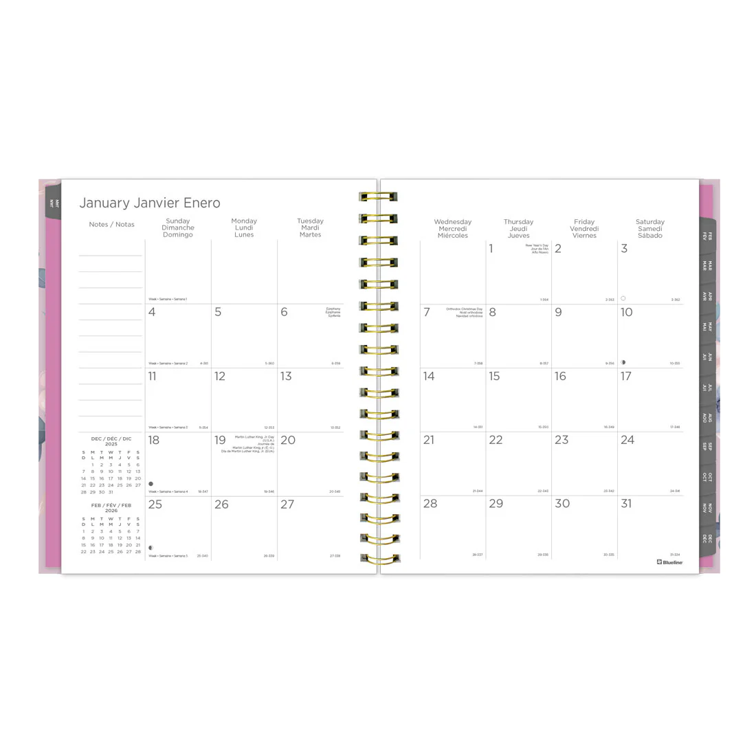 Lavender Floral Weekly/Monthly Planner 2026, Trilingual (C37090B.01-26) - Image 4