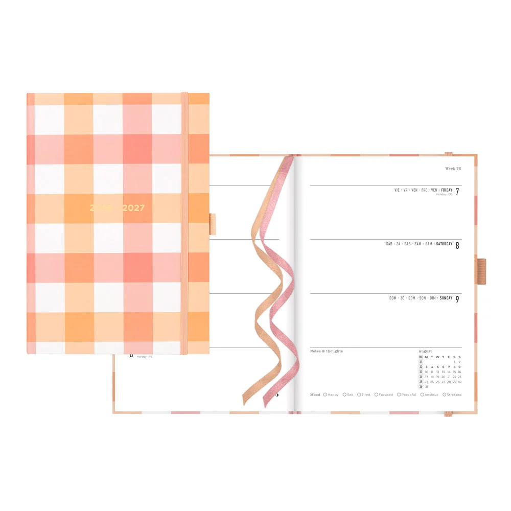 Gingham Academic Weekly Planner, A5, 2026 - 2027, Multilingual (27-031930, 27-031931)