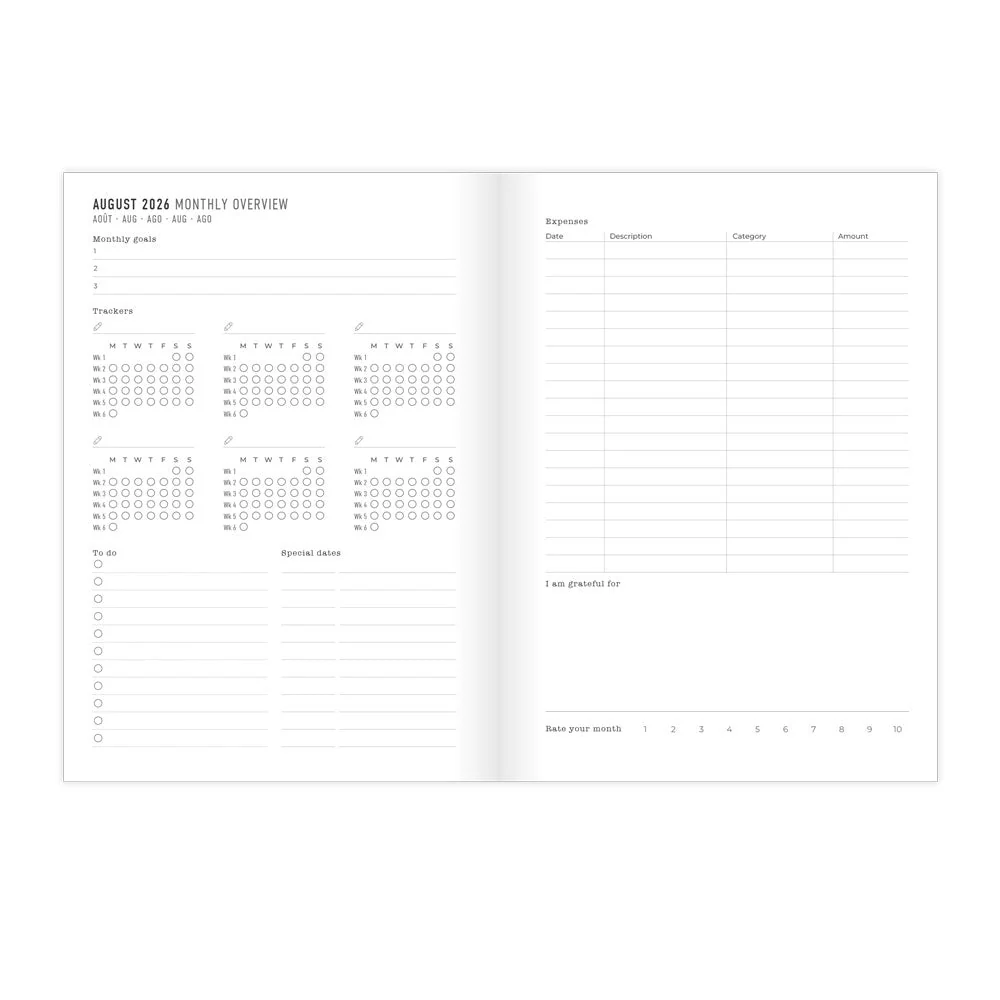 Gingham Academic Weekly Planner, A5, 2026 - 2027, Multilingual (27-031930, 27-031931) - Image 5