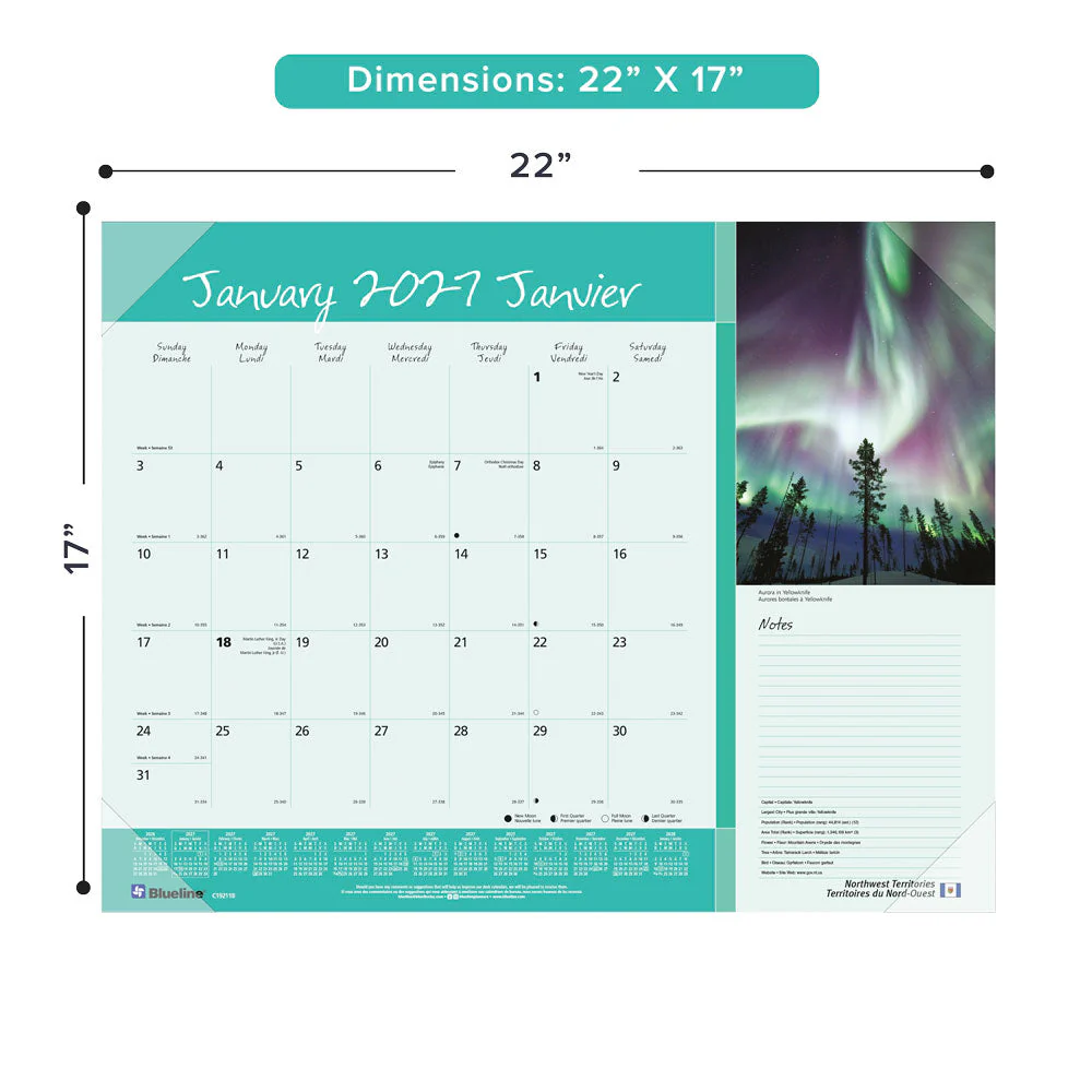 Monthly Desk Pad Calendar, Canadian Provinces, Bilingual, 2027 (C192118-27) - Image 4