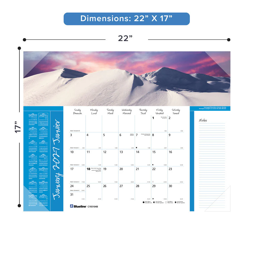 Monthly Desk Pad Calendar, World Panoramas, Bilingual, 2027 (C193104B-27) - Image 4