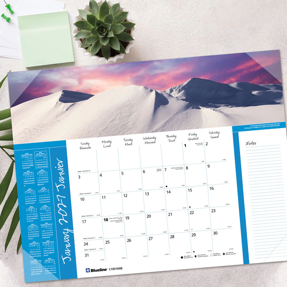 Monthly Desk Pad Calendar, World Panoramas, Bilingual, 2027 (C193104B-27) - Image 8