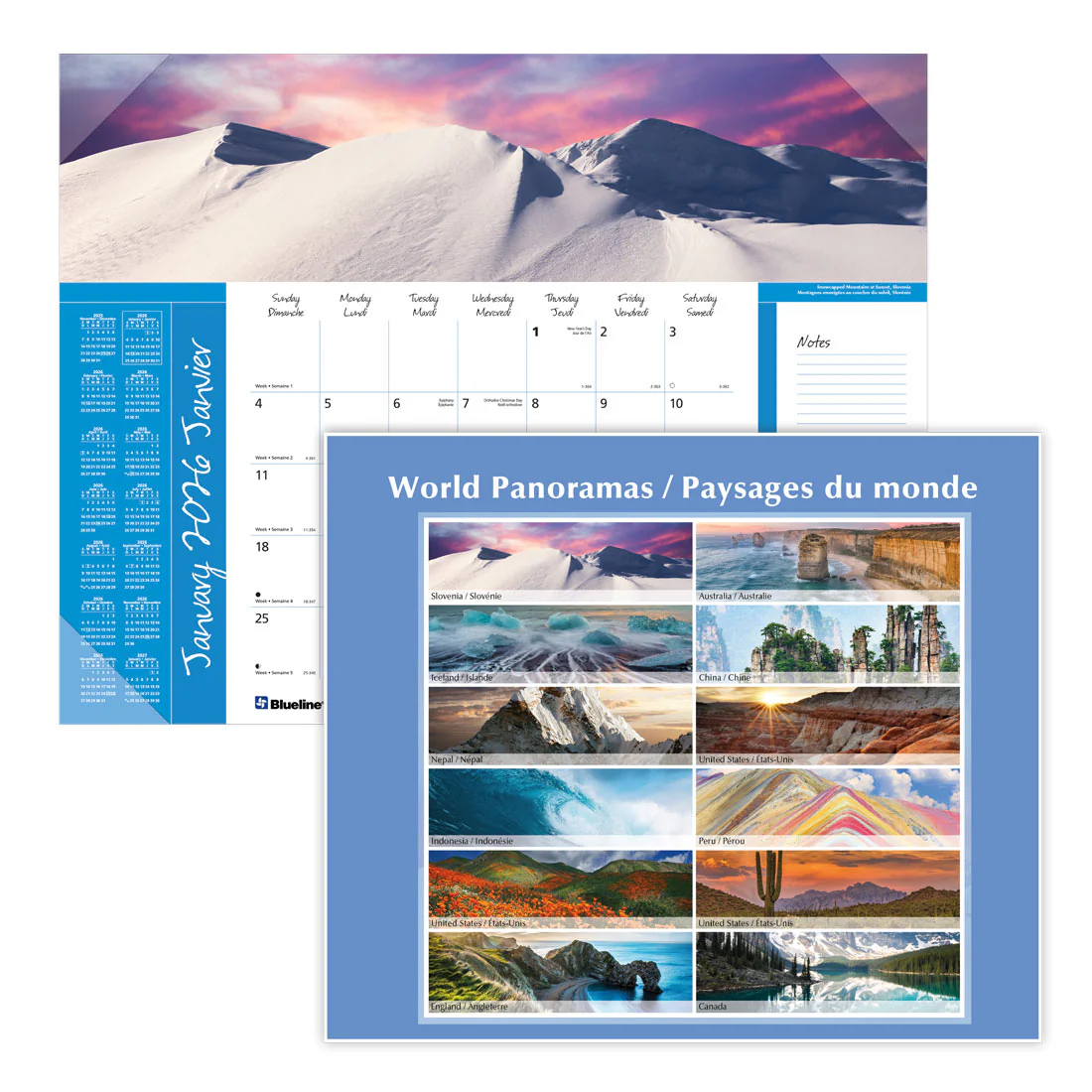 Imagine Collection Monthly Desk Pad 2026, Bilingual, World Panoramas (C193104B-26) - Image 6