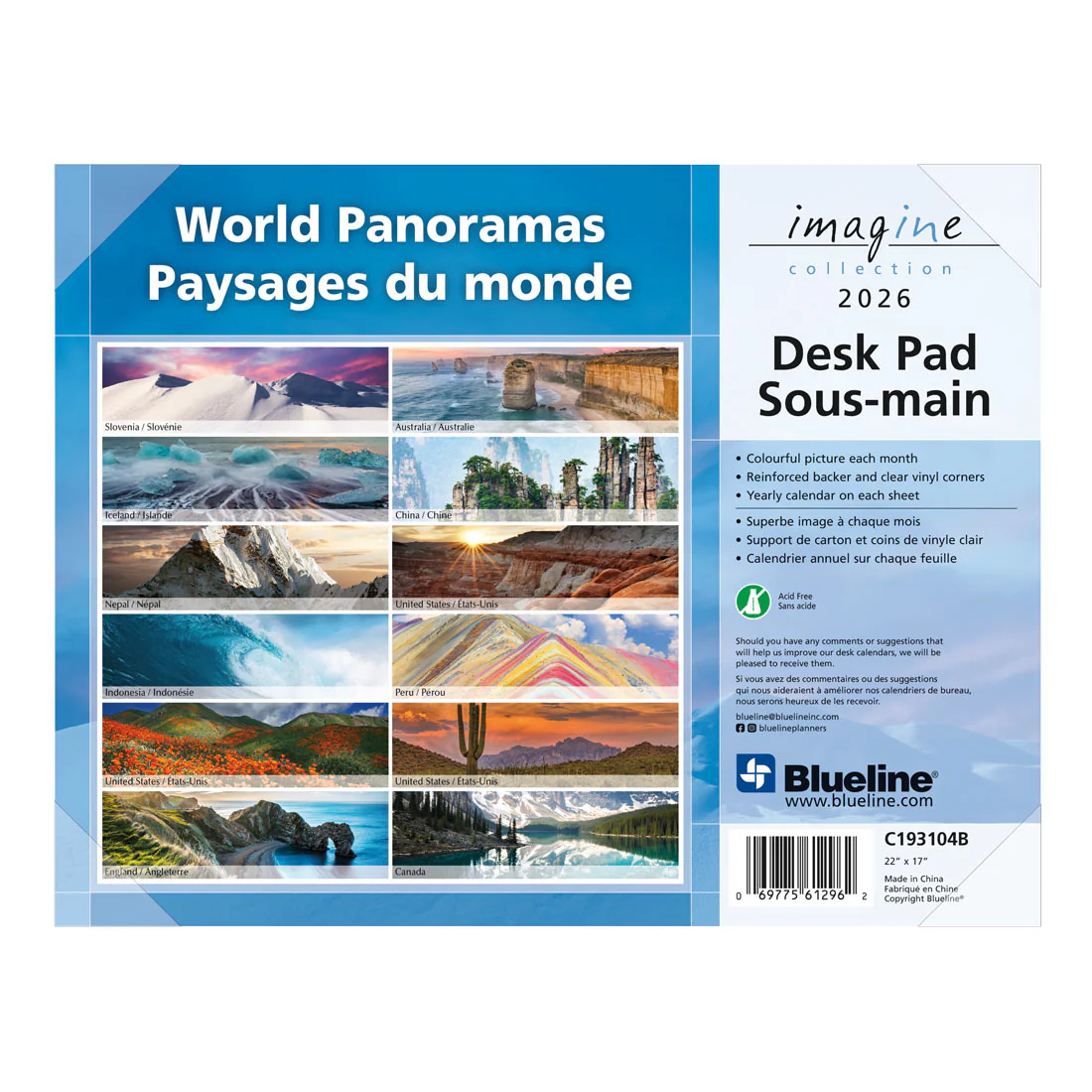 Imagine Collection Monthly Desk Pad 2026, Bilingual, World Panoramas (C193104B-26) - Image 7