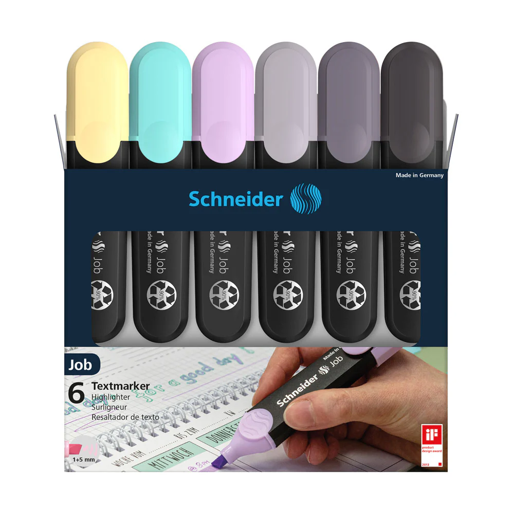 Job Pastel Highlighters (Grey Edition), Wallet 6 pieces - Assorted - Image 3