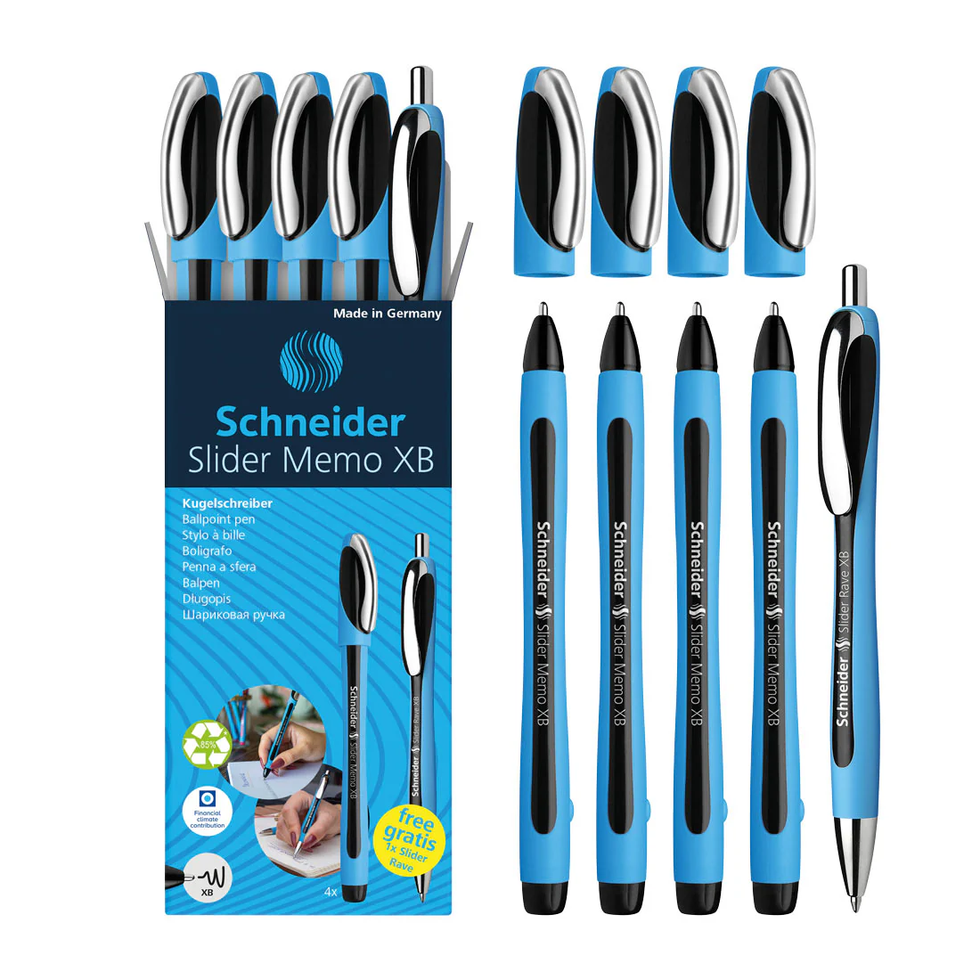 Memo Ballpoint Pens XB, Black Ink, Promo Set of 4 Units + 1 FREE Rave - Image 3