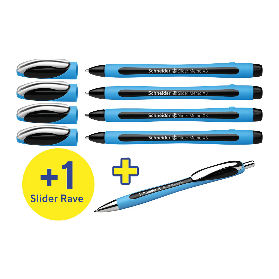 Memo Ballpoint Pens XB, Black Ink, Promo Set of 4 Units + 1 FREE Rave - Image 4