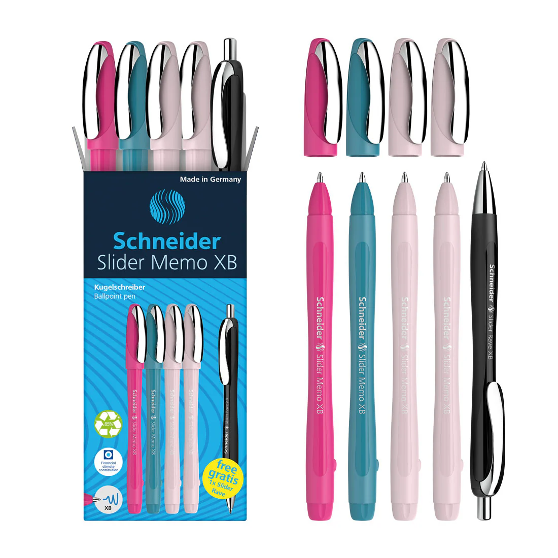 Memo Ballpoint Pens XB, Special Limited Edition, Blue Ink, Promo Set of 4 Units + 1 FREE Rave - Image 3