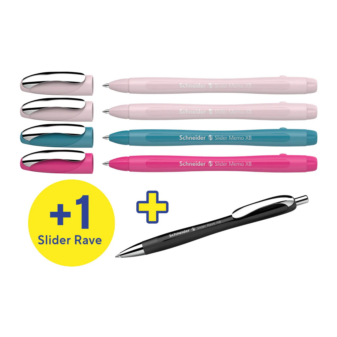 Memo Ballpoint Pens XB, Special Limited Edition, Blue Ink, Promo Set of 4 Units + 1 FREE Rave - Image 4