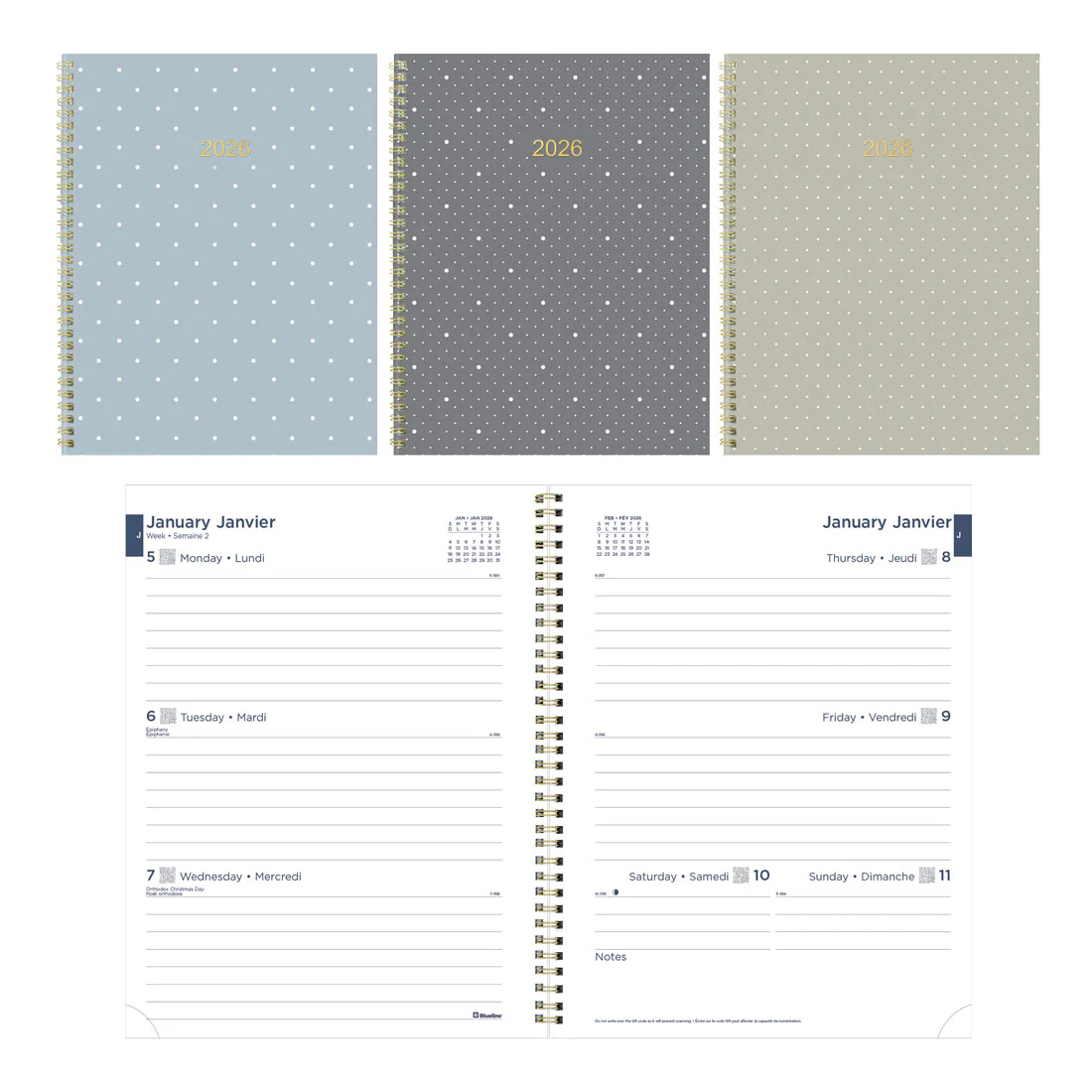 Minimalist Weekly/Monthly Planner 2026, Bilingual (C958BPT.ASX-26)