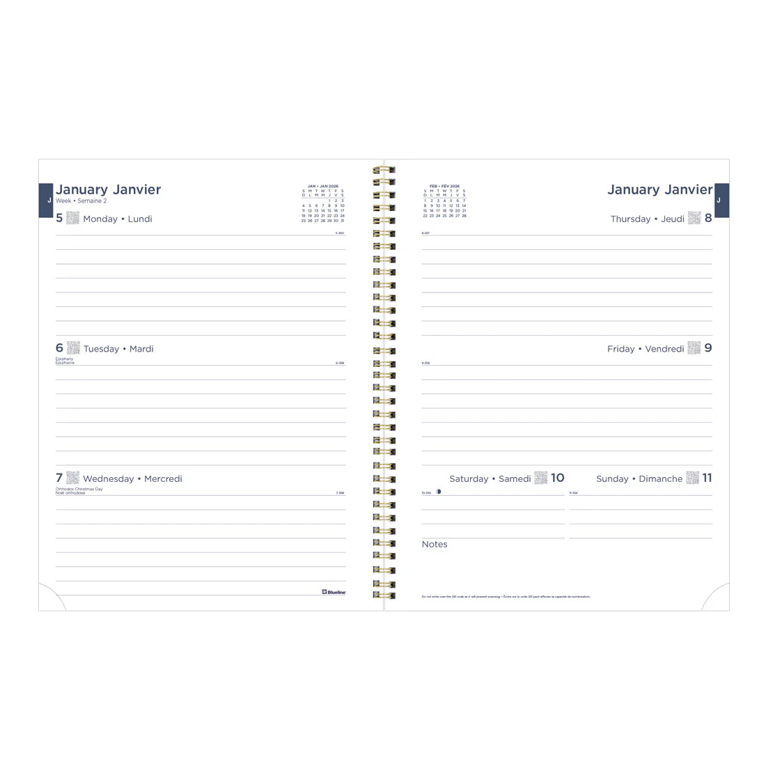 Minimalist Weekly/Monthly Planner 2026, Bilingual (C958BPT.ASX-26) - Image 5