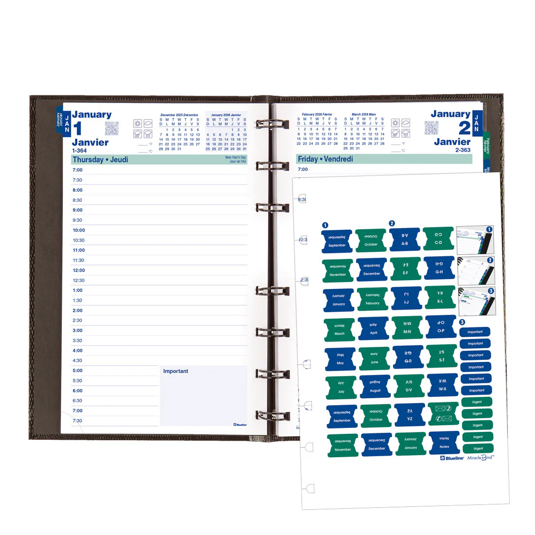MiracleBind™/CoilPro™ Daily Planner 2026, Bilingual, Black (CF1503C.81B-26) - Image 4