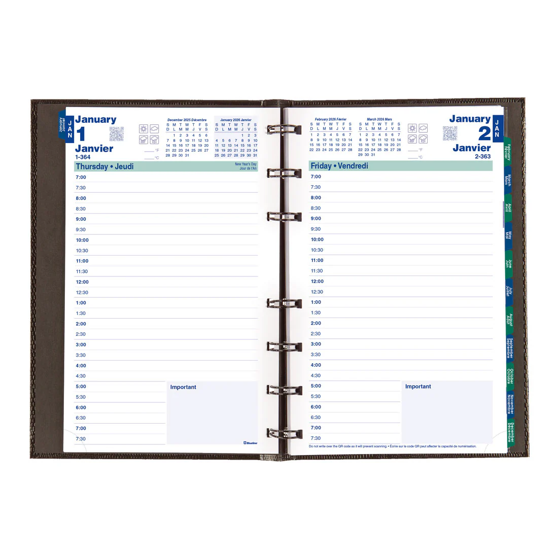 MiracleBind™/CoilPro™ Daily Planner 2026, Bilingual, Black (CF1503C.81B-26) - Image 5