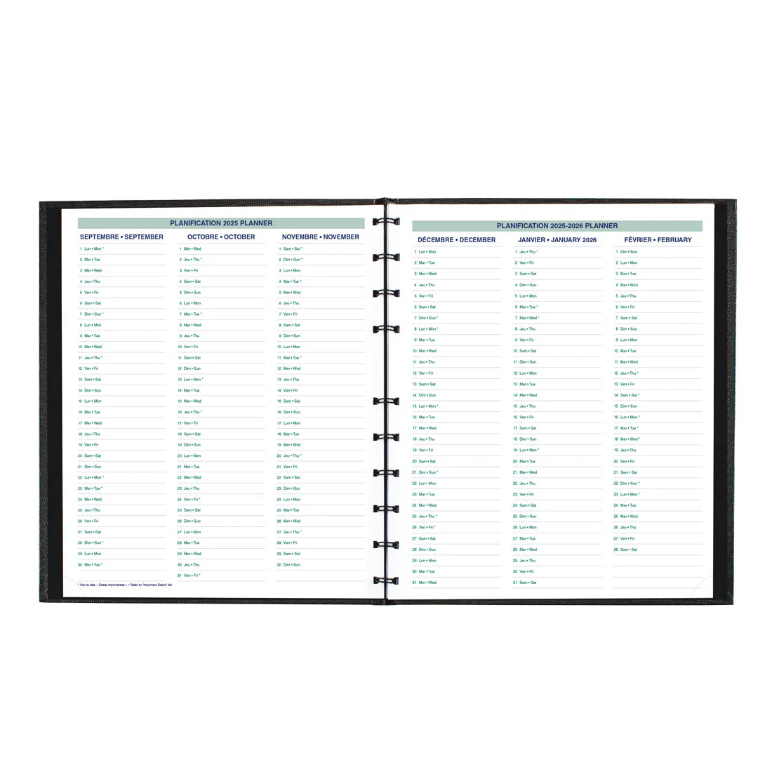 MiracleBind™/CoilPro™ Monthly Planner 2026, Bilingual, Black (CF1512C.81B-26) - Image 7