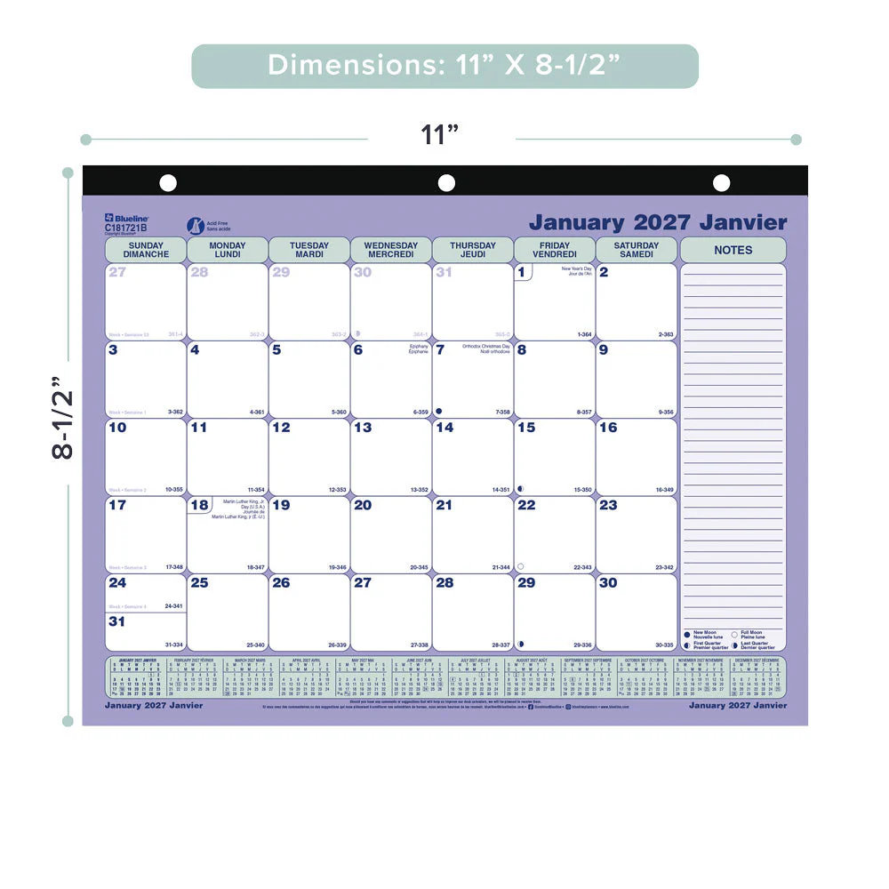 Monthly Desk Pad Calendar, Bilingual, 2027 (C181721B-27) - Image 2