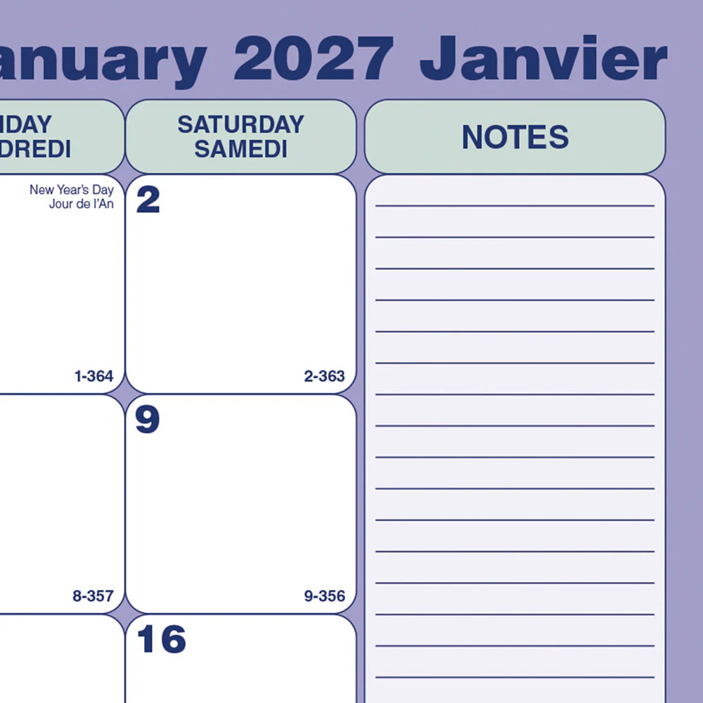 Monthly Desk Pad Calendar, Bilingual, 2027 (C181721B-27) - Image 3
