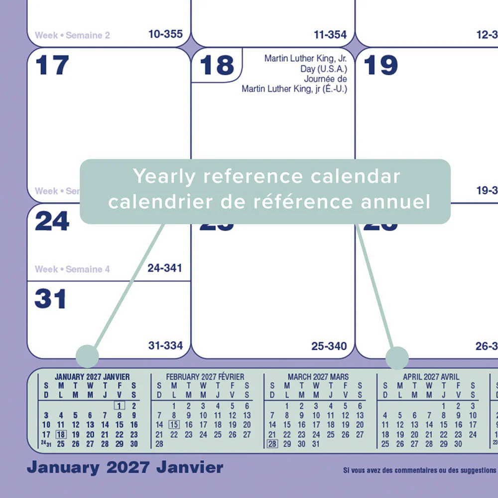 Monthly Desk Pad Calendar, Bilingual, 2027 (C181721B-27) - Image 4