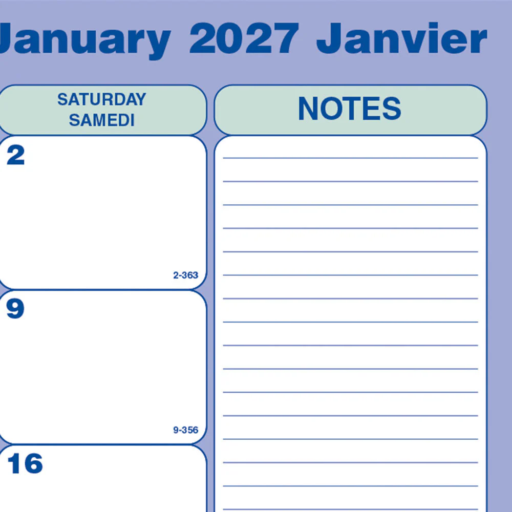 Monthly Desk Pad Calendar, Bilingual, 2027 (C181700B-27) - Image 3