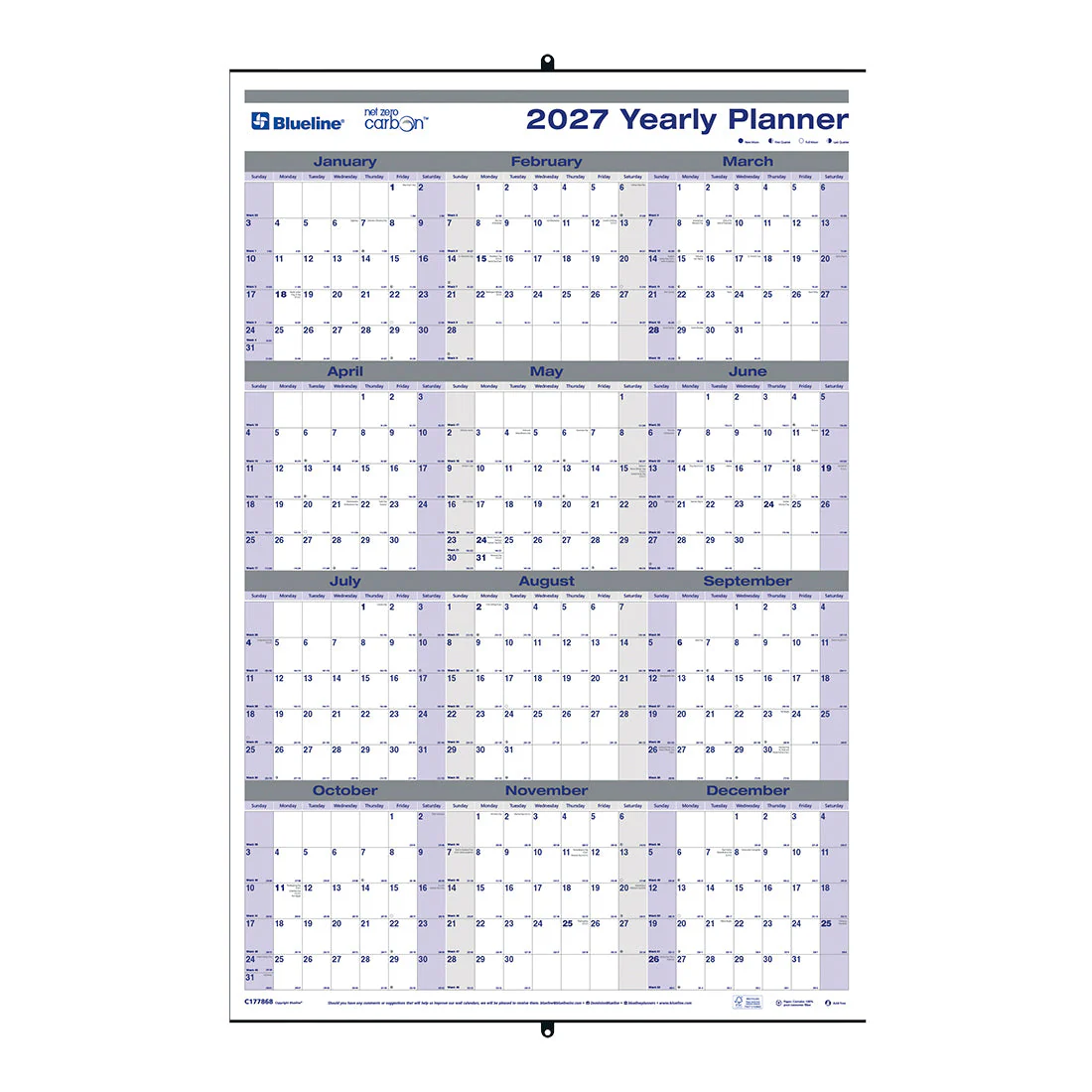 Yearly Wall Planner, English, 2027 (C177868-27) - Image 2
