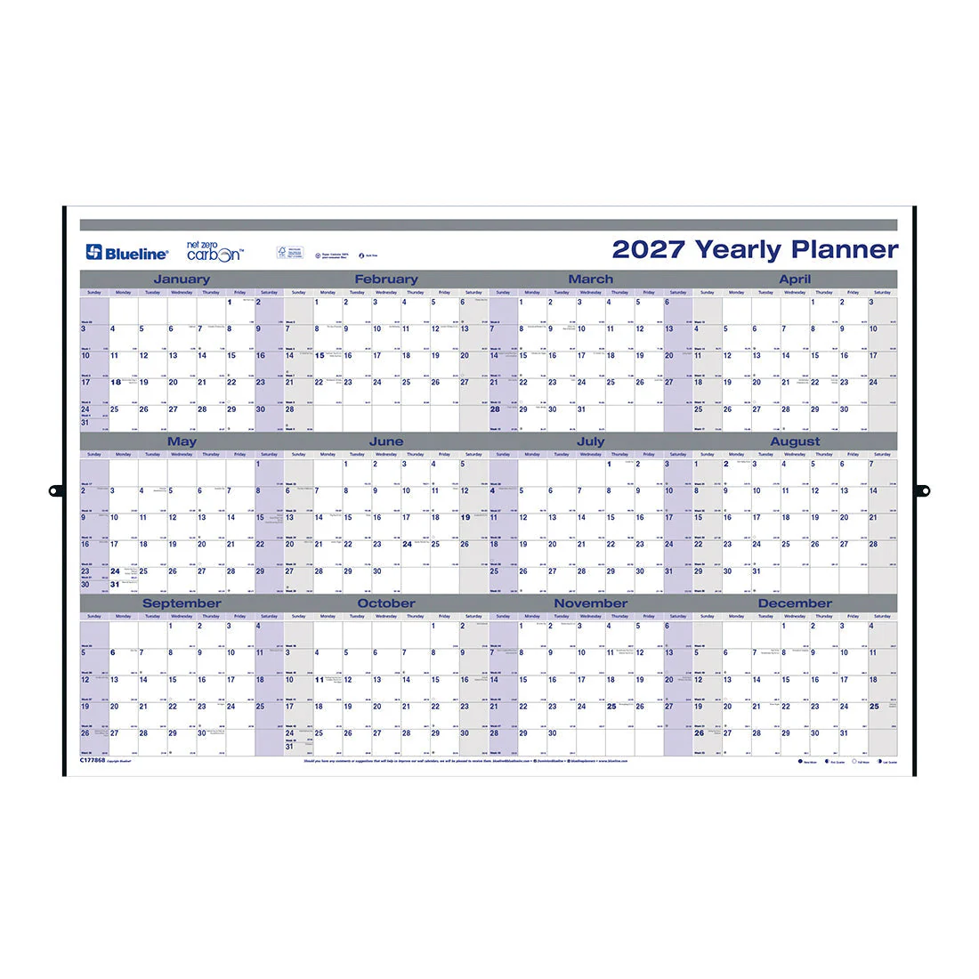 Yearly Wall Planner, English, 2027 (C177868-27) - Image 3